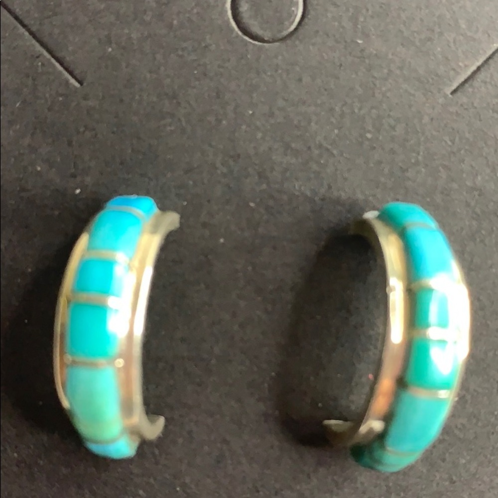 Nastacia Sterling and turquoise loop earrings